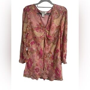 Allison Taylor Pink and Cream Floral Blouse